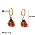 Golden stainless steel hoop earrings with red ladybug pendants and sparkling crystals - Ladybug Style (TE60444)