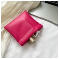 Mini rose pink faux leather pouch bag holding charging cable and lipstick - Large / Rose Red
