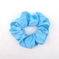 Lustrous blue satin scrunchie with elegant silk-like texture and ruffled design - Bright Blue