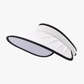 White sun hat with black trim and pleated fabric detail for UV protection - White