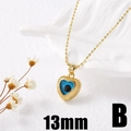 18k gold plated heart necklace with 13mm evil eye pendant and blue zircon inlay - Style B Heart 13mm