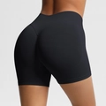 Seamless high-waisted black biker shorts with peach lift effect for fitness and yoga - Black
