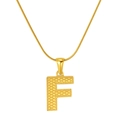 Golden snake chain necklace featuring a textured letter F initial pendant for women - Letter F (S-P004-F)
