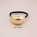 Polished gold metal bow hair cuff with black elastic tie, size 3.5cm by 2.5cm - #26-Crescent Metal