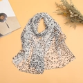 Lightweight leopard print chiffon scarf for women in classic brown and black patterns - Two-tone Leopard Black White