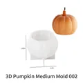 Vista detallada de dimensiones del molde de silicona de calabaza 3D con vela terminada - Molde de calabaza 3D mediano