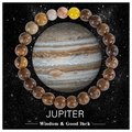 Jupiter themed natural stone and wood bead bracelet with wisdom and good luck card - With Card / Jupiter