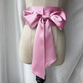 Ceinture large en satin rose élégante avec grand nœud pour robes et jupes de femme - Rose Pêche