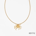 Halskette aus goldfarbenem Edelstahl mit Oktopus-Sonnen-Anhänger an einer Schlangenkette - Goldene Oktopus-Halskette (KD1712)