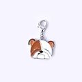 Porte-clés bouledogue mignon en émail blanc et marron avec fermoir mousqueton en métal - 27 Bouledogue Anglais