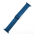 Three-bead stainless steel replacement strap for Apple Watch in matte blue finish - 20mm / Blue