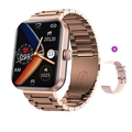 Rose gold F57L smartwatch with stainless steel band and an extra pink silicone strap - Pink Steel Strap (Stainless Steel+Silicone Dual Straps)