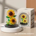 Sunflower building blocks set in glass dome with gift box for girls and women - M3122 Sunflower / 250pcs/Base+Dust Cover Model