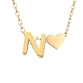 Collana placcata in oro con ciondoli a lettera N e cuore su una sottile catena a maglie - Lettera N - Oro