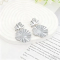 Artistic silver liquid lava heart earrings with irregular pleated metal design for women - Silver EH001-1 (Pleated Petal)