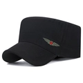 Berretto militare nero in tela di cotone con logo a stella ricamato sul lato - Regolabile / Nero