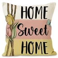 Linen Easter pillowcase featuring Home Sweet Home text with tulips and a butterfly - HOME Sweet HOME