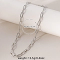 Collana a catena graffetta argento 45cm 12.5g in rame placcato oro 18K lucido - Catena a Maglie Strutturata / Palladio Bianco/Larghezza 5,5 mm / Argento