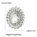 Silver crystal sunflower brooch with dimensions 3.2cm by 2.8cm and weight specifications - White