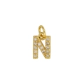 Classic 18k gold plated brass letter N pendant with pavé sparkling cubic zirconia - Letter N