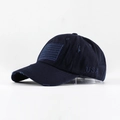 Washed vintage navy baseball cap with American flag embroidery and USA side lettering - Adjustable / Navy Blue