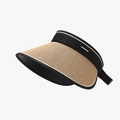 Stylish black and tan women wide brim sun visor hat with UV protection for outdoor - Khaki