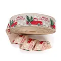 6.3cm Christmas burlap ribbon roll featuring red truck and green tree patterns - 6.3CM Khaki Truck Ribbon (2M)