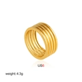 Details zum mehrlagigen 18K Goldring, Größe US6 und Gewicht 4,3g, poliertes Finish - Größe US6 Stil (T202_1)