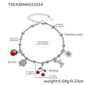 Silver stainless steel bracelet with colorful enamel cherry and clover charms - 16.5+5cm / Steel Color Bracelet Daisy Butterfly Style