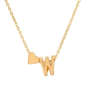 Golden necklace with letter W and heart pendant, stylish minimalist choker jewelry piece - Letter W (10039)