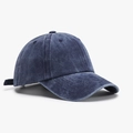 Classic washed navy blue baseball cap with retro vintage texture and adjustable strap - Adjustable / Navy Blue(21A002E)