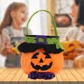 Halloween pumpkin candy bag with black hat and orange plush finish for kids' gifts - Round Pumpkin With Hat