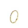 Schmaler Ring aus S925 Sterlingsilber mit Vergoldung und bunten Regenbogen Edelsteinen - US-Größe 5 / Regenbogenstein K-Gold