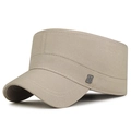 Gorra militar clásica de algodón caqui con logotipo metálico cuadrado en el perfil - Ajustable / Beige