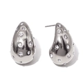 Silver drop stud earrings with embedded crystals and a polished mirror finish - Starlight Rhinestone Style (SE24011606S)