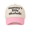 Pink and off-white two-tone baseball cap with Mommy's Little Alcoholic embroidery - Off-white/Pink