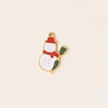 Christmas snowman pendant made of golden stainless steel with colorful enamel finish - Snowman with Red Scarf