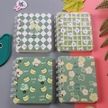 Mini A7 pocket notebook set with four cute floral and bear pattern spiral covers - Neon