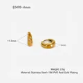 Modern minimalist 18K gold plated stainless steel teardrop hoop earrings for women - Gold 4mm