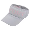 Lichtgrijze gebreide zonneklep met roze SPORT-letters voor sportieve buitenactiviteiten - Eén maat / Grijs