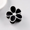 Contrast floral hair claw clip in matte black and white petals with center pearl detail - Matte Flower / Black & White