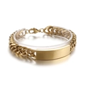 Herren Armband mit Goldbeschichtung, Panzerkette und poliertem rechteckigem Anhänger - Gold Hummerverschluss (KB162521-Z)