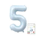 40-inch light blue matte finish foil balloon in number 5 shape with packaging - 40-inch Pearl Blue 5-piece Paper Card