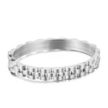 Brazalete de tres capas onduladas de acero inoxidable con cierre mecánico en plata - Color Acero