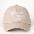 Beige katoenen baseballpet met Sunday Morning Club borduursel in vooraanzicht - Licht kaki