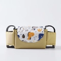 Beige baby stroller organizer bag featuring a cute dinosaur cartoon and ROAR text - Khaki Small Dinosaur