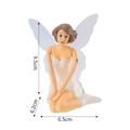Elegant white fairy cake topper figurine with glitter wings for birthday party decor - Kneeling Plastic Fairy