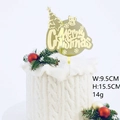 Gold mirror acrylic Merry Christmas cake topper with tree and bell design, 9.5x15.5cm - Christmas Tree with Small Bells / Gold