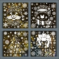 Stickers de Noël pour vitres avec flocons de neige, Père Noël et motifs de bonhomme - Lot de 4 BQ472+474+476+477