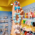 Cute crown elephant keychain with blue lobster clasp, bow, and resin pearls charm - Bead Chain Set / Gray